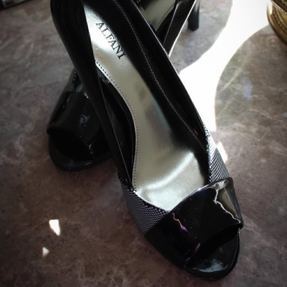 Alfani shoes Heels size 7 herringbone Open toe - Picture 4 of 12